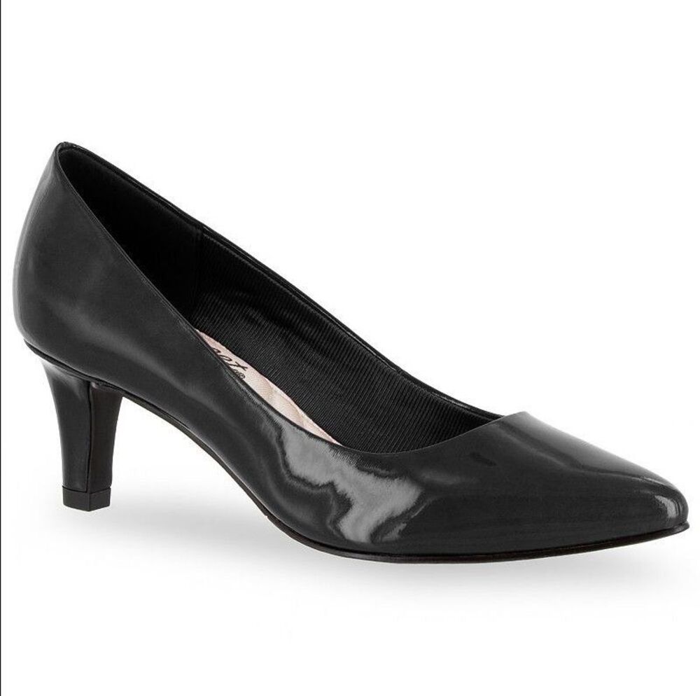 Easy Street Women's Size 7.5 Wide, Pointe Classic Pointed Pumps, Black Patent